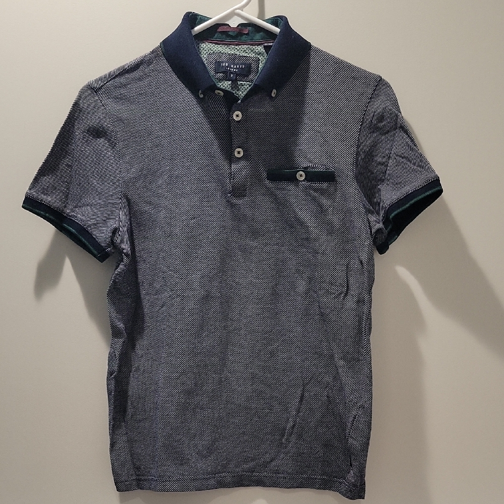 Ted Baker Textured Navy Polo Shirt